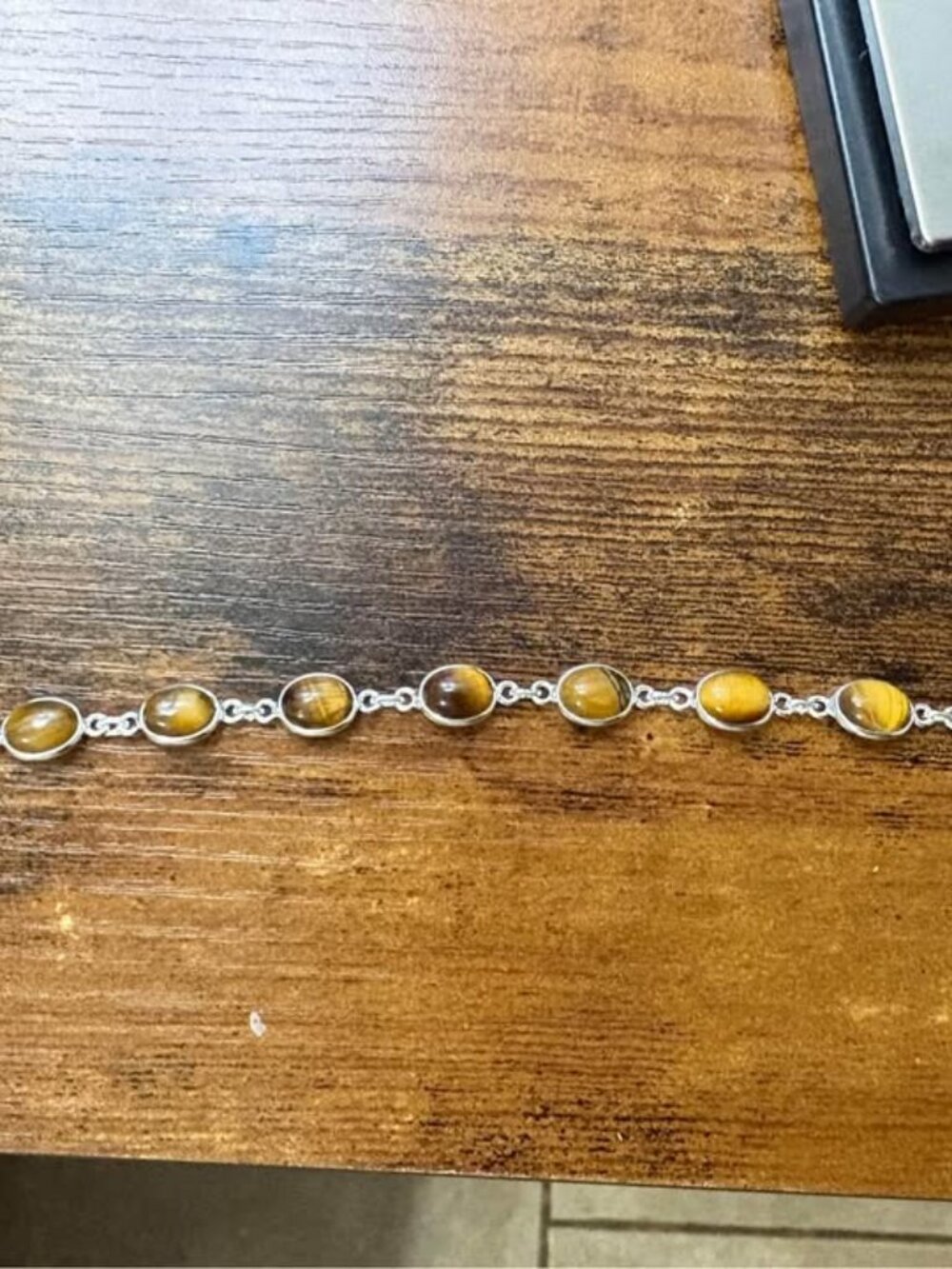 Tiger's Eye 925 Sterling Bracelet 7 inch 7.5 grams